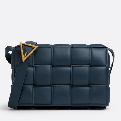 Bottega Veneta Padded Cassette Bag In Dark Blue Intrecciato Lambskin BVBS12172