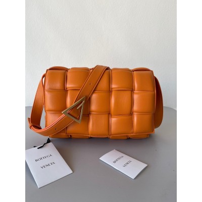 Bottega Veneta Padded Cassette Bag In Orange Lambskin BVBS12182