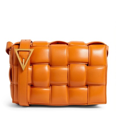 Bottega Veneta Padded Cassette Bag In Orange Lambskin BVBS12182