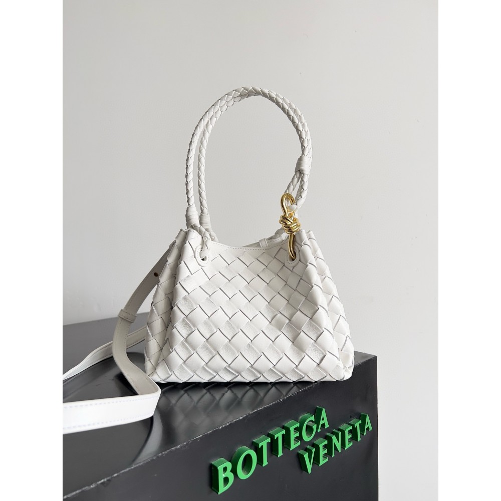 Bottega Veneta Parachute Small Bag in White Intrecciato Lambskin BVBS12433