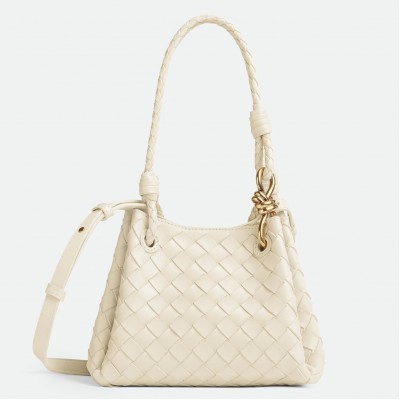 Bottega Veneta Parachute Small Bag in White Intrecciato Lambskin BVBS12433