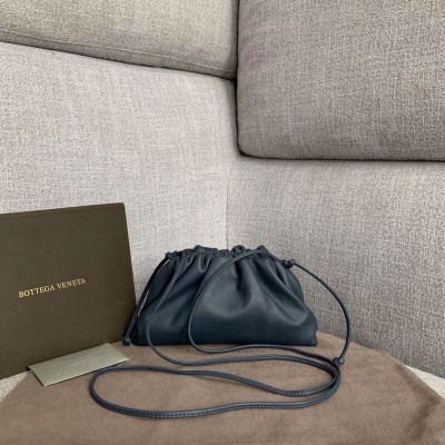 Bottega Veneta Pouch Mini Bag In Navy Blue Calfskin BVBS12481