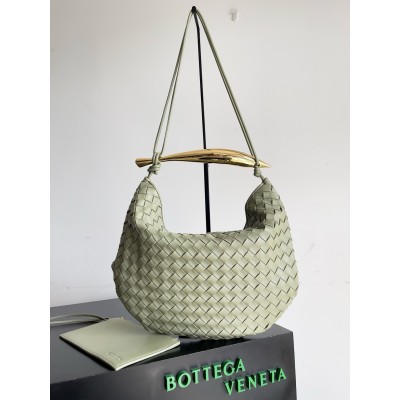 Bottega Veneta Sardine Medium Bag in Travertine Intrecciato Lambskin BVBS12485