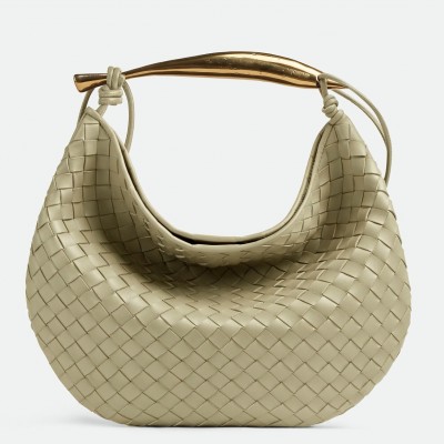 Bottega Veneta Sardine Medium Bag in Travertine Intrecciato Lambskin BVBS12485