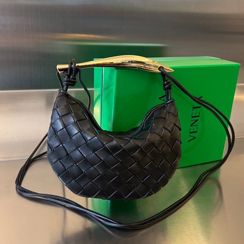 Bottega Veneta Sardine Mini Bag In Black Intrecciato Lambskin BVBS12487