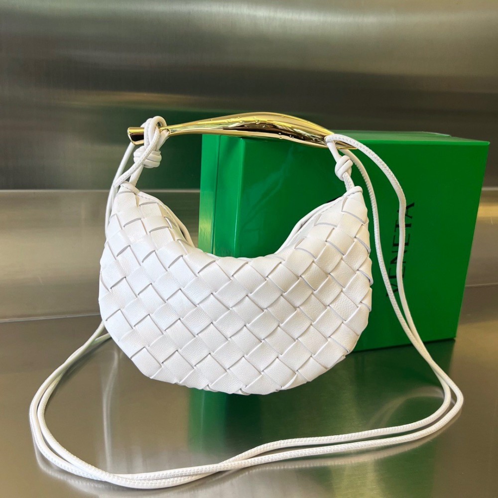 Bottega Veneta Sardine Mini Bag In White Intrecciato Lambskin BVBS12490