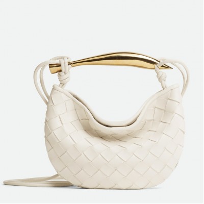 Bottega Veneta Sardine Mini Bag In White Intrecciato Lambskin BVBS12490