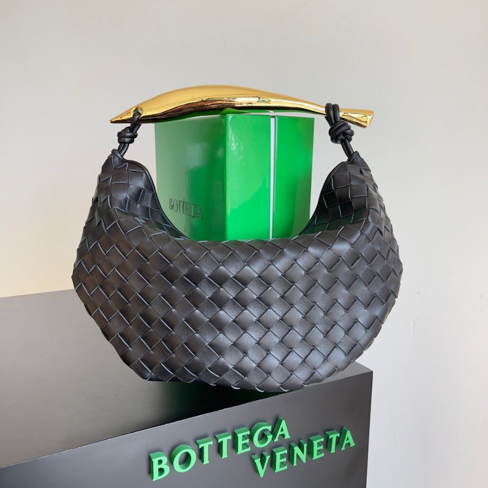 Bottega Veneta Sardine Small Bag In Black Intrecciato Lambskin BVBS12492