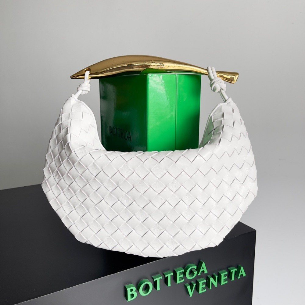 Bottega Veneta Sardine Small Bag In White Intrecciato Lambskin BVBS12494