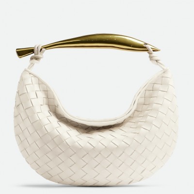 Bottega Veneta Sardine Small Bag In White Intrecciato Lambskin BVBS12494