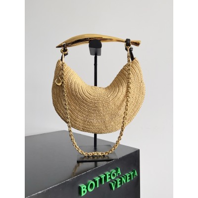 Bottega Veneta Sardine Small Bag with Chain in Natural Raffia BVBS12497