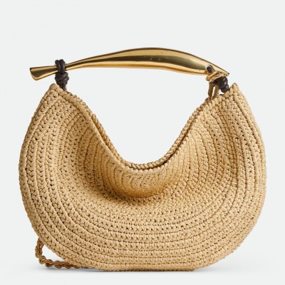 Bottega Veneta Sardine Small Bag with Chain in Natural Raffia BVBS12497