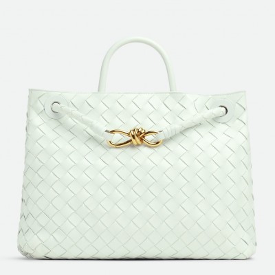 Bottega Veneta Small Andiamo Bag In Glacier Intrecciato Lambskin BVBS12030