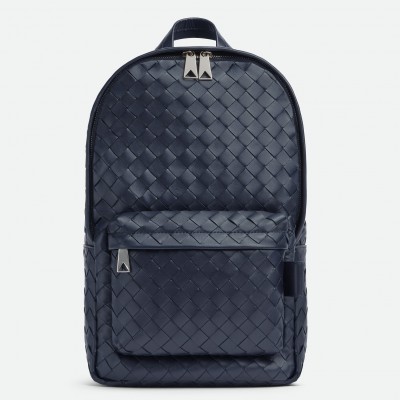 Bottega Veneta Small Backpack In Dark Blue Intrecciato Calfskin BVBS12055