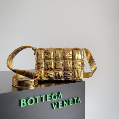 Bottega Veneta Small Cassette Bag In Gold Metallic Lambskin BVBS12199