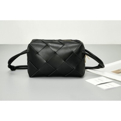 Bottega Veneta Small Cassette Camera Bag In Black Lambskin BVBS12277