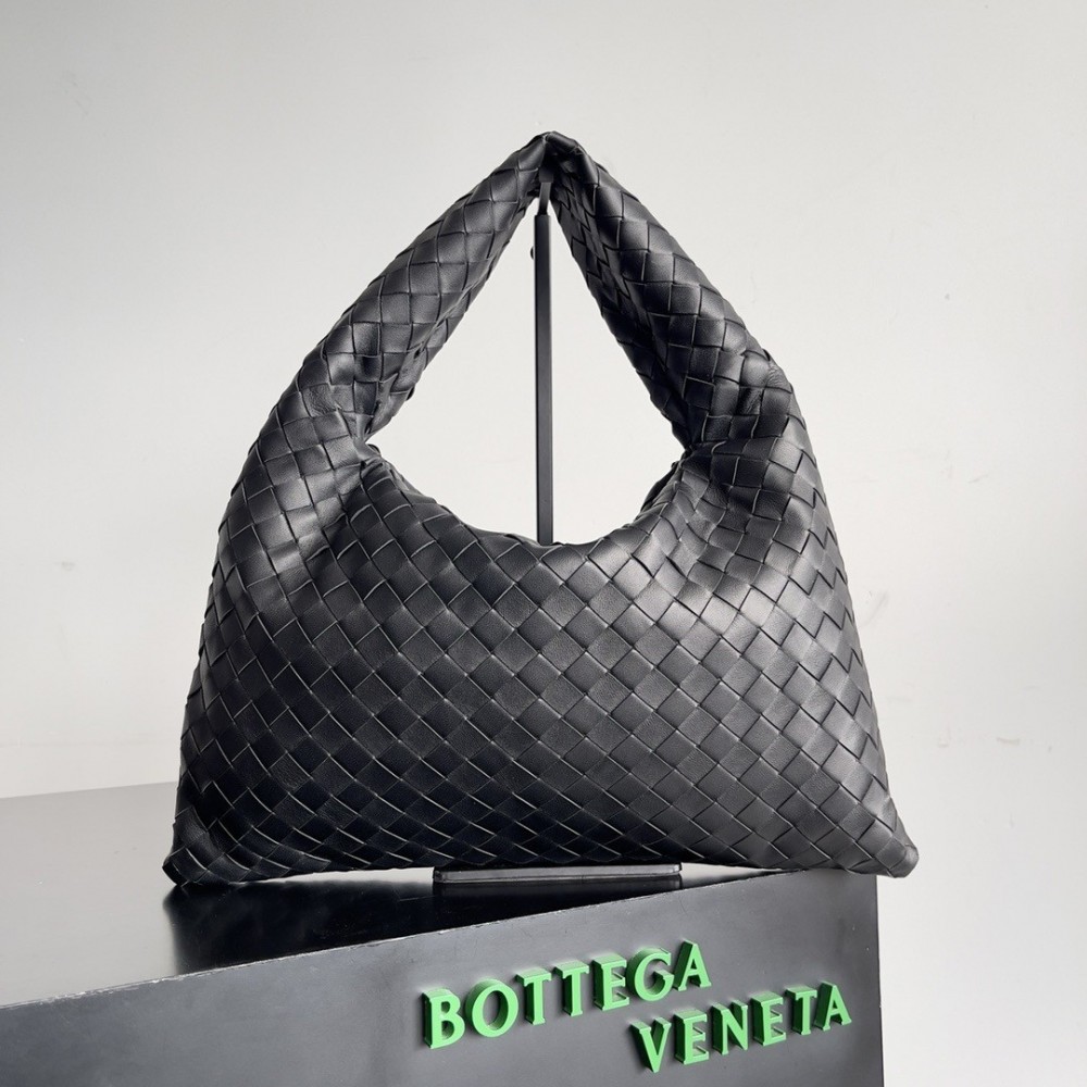 Bottega Veneta Small Hop Bag in Black Intrecciato Calfskin BVBS12301