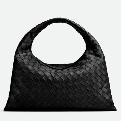 Bottega Veneta Small Hop Bag in Black Intrecciato Calfskin BVBS12301