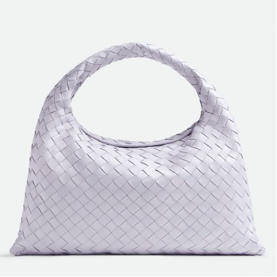 Bottega Veneta Small Hop Bag in Oyster Intrecciato Calfskin BVBS12302