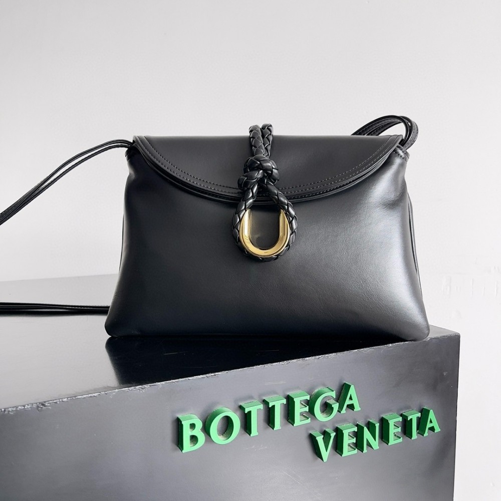 Bottega Veneta Small Liberta Bag in Black Calfskin BVBS12395