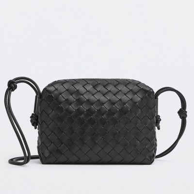 Bottega Veneta Small Loop Bag In Black Intrecciato Lambskin BVBS12408