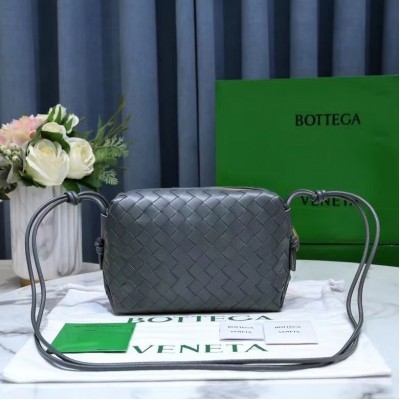 Bottega Veneta Small Loop Bag In Thunder Intrecciato Lambskin BVBS12411