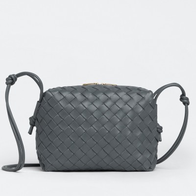 Bottega Veneta Small Loop Bag In Thunder Intrecciato Lambskin BVBS12411