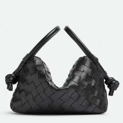 Bottega Veneta Small Loop Crossbody Bag In Black Intrecciato Lambskin BVBS12282