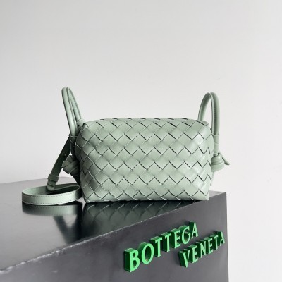 Bottega Veneta Small Loop Crossbody Bag In Sauge Intrecciato Lambskin BVBS12283