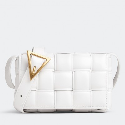 Bottega Veneta Small Padded Cassette Bag In White Lambskin BVBS12206