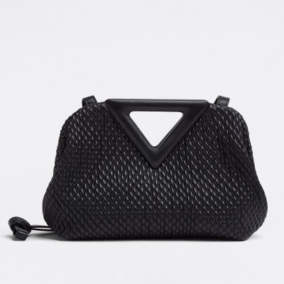 Bottega Veneta Small Point Bag In Black Quilted Leather BVBS12452