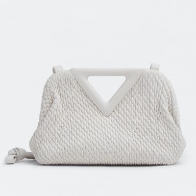 Bottega Veneta Small Point Bag In White Quilted Leather BVBS12455