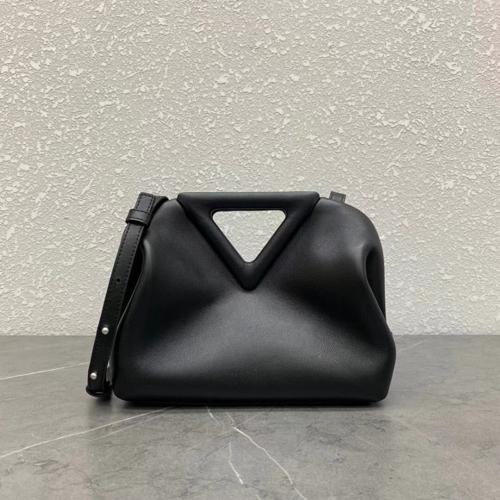 Bottega Veneta Small Point Top Handle Bag In Black Leather BVBS12441