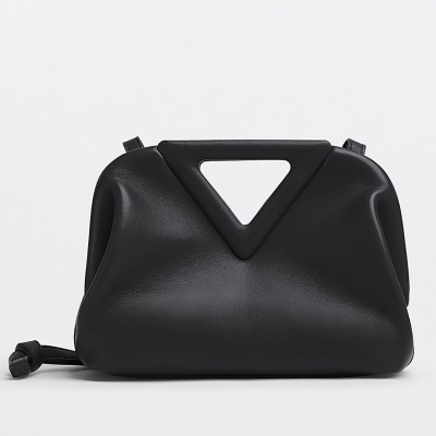 Bottega Veneta Small Point Top Handle Bag In Black Leather BVBS12441