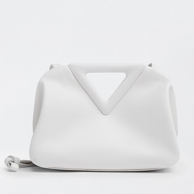 Bottega Veneta Small Point Top Handle Bag In White Leather BVBS12446