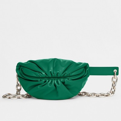 Bottega Veneta The Belt Chain Pouch In Green Nappa Leather BVBS12066