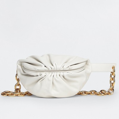 Bottega Veneta The Belt Chain Pouch In White Nappa Leather BVBS12067