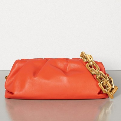 Bottega Veneta The Chain Pouch In Orange Calfskin BVBS12238