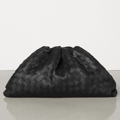 Bottega Veneta The Pouch Clutch In Black Intrecciato Leather BVBS12257