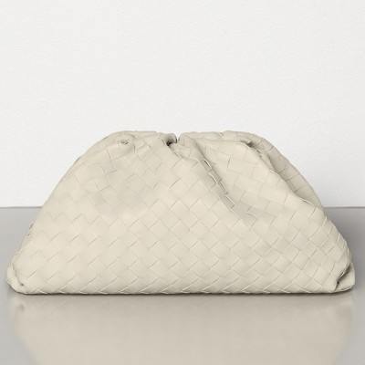 Bottega Veneta The Pouch Clutch In Plaster Intrecciato Leather BVBS12265