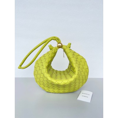 Bottega Veneta Turn Bag In Acid Kiwi Intrecciato Lambskin BVBS12511