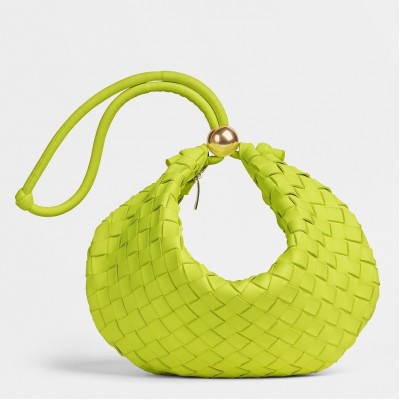 Bottega Veneta Turn Bag In Acid Kiwi Intrecciato Lambskin BVBS12511