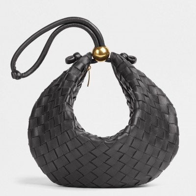 Bottega Veneta Turn Bag In Black Intrecciato Lambskin BVBS12512