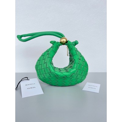 Bottega Veneta Turn Bag In Green Intrecciato Lambskin BVBS12513