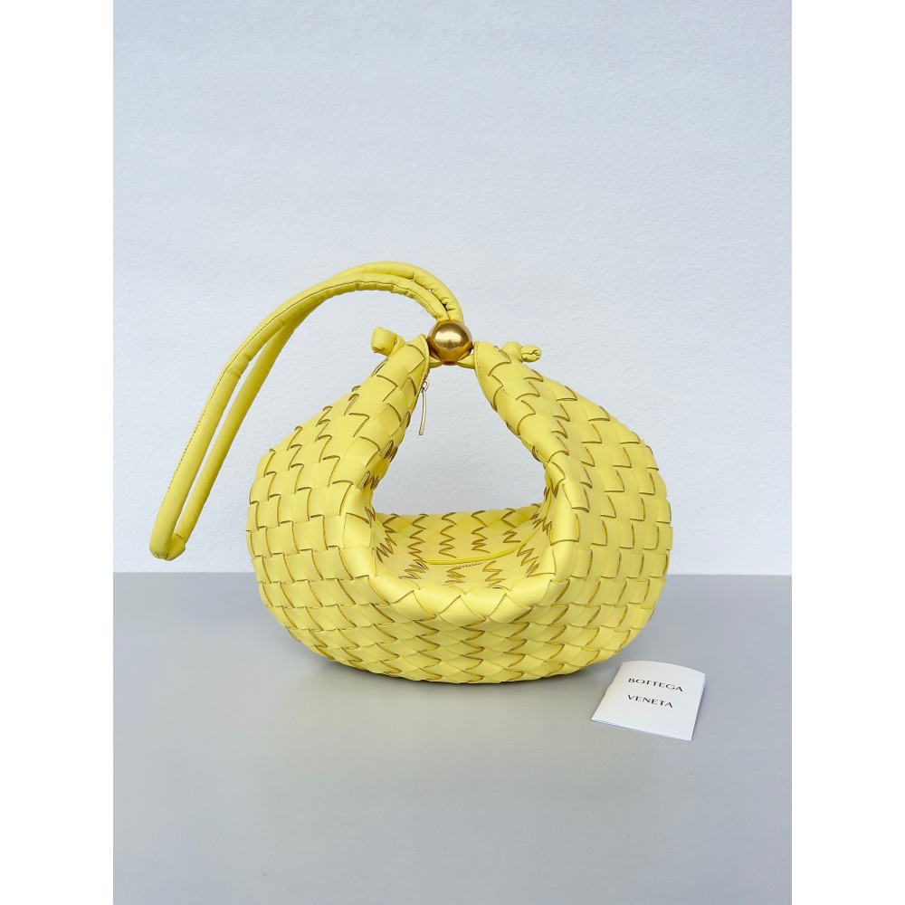 Bottega Veneta Turn Bag In Yellow Intrecciato Lambskin BVBS12514